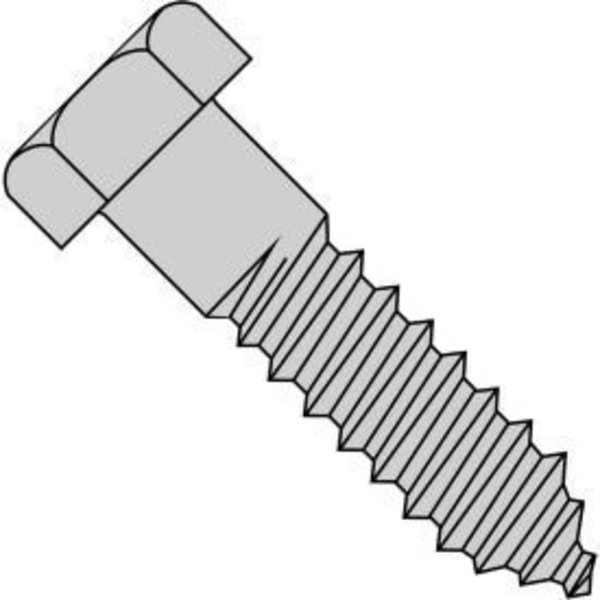 Brighton-Best Lag Screw, 1/4 in, 2 in, Steel, Zinc Plated Hex Hex Drive 486126